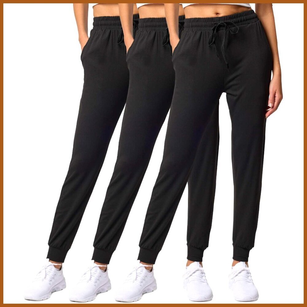 Polyester Blend Lounge Joggers with Pockets 3-Pack